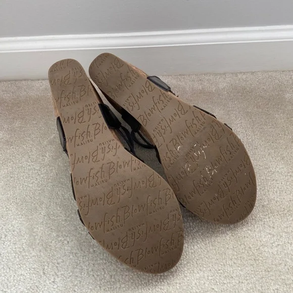 Blowfish Malibu Black Strapped Wedge Sandals - Picture 7 of 7